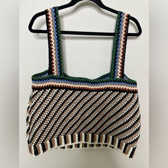 Veronica Beard Livina Woven Knit Sweater Stripe Diagnol Geometric Tank Top XL - Picture 6 of 10